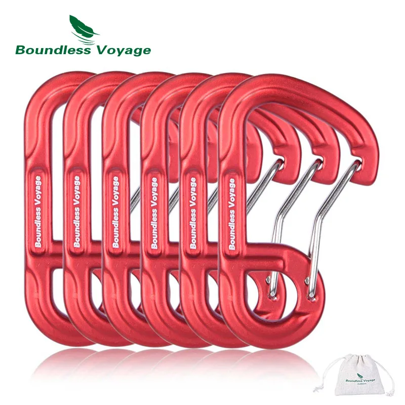 Безграничный вояж на открытом воздухе 10 шт. d-образные винтовые карабины алюминиевый сплав Кемпинг Альпинизм альпинистская проволока - Цвет: Red-6pcs
