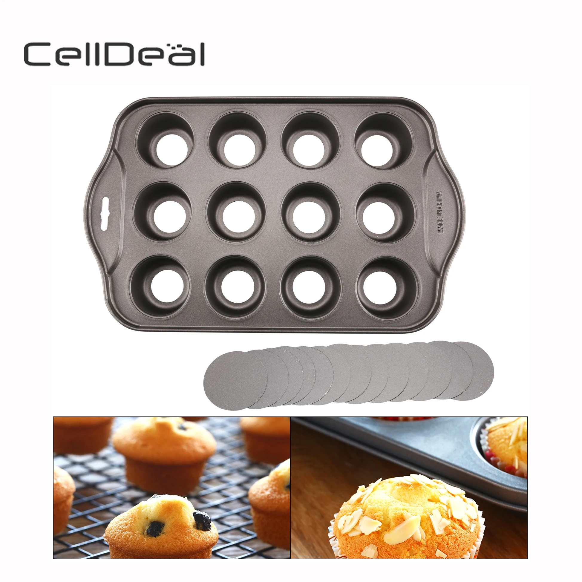 

CellDeal Deluxe 12 Mini Cheesecake Cup Cake Tray Non Stick Muffin Cupcake Baking Tin Pan
