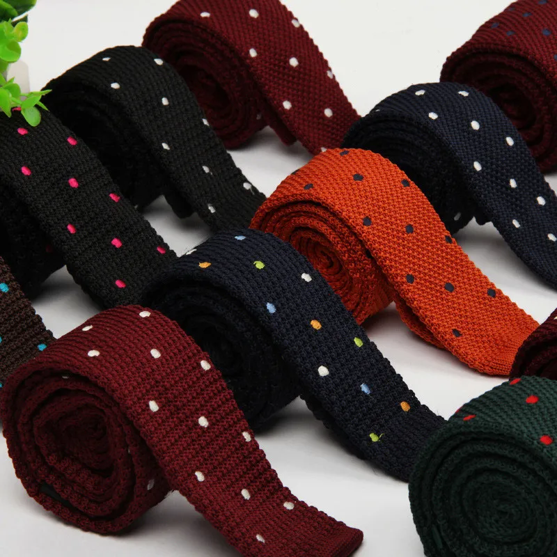 

TagerWilen Men's Suits Knit Tie Plain Necktie For Wedding Party Tuxedo Casual Dots Woven Skinny Gravatas Cravats Accessories
