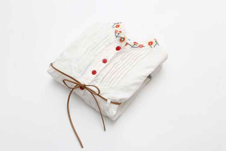 2018 Spring Autumn 3-12 Age Kids Embroidery Floral Long And Short Sleeve Double Use White Elegant Dress Princess Girl With Belt (3)