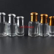3 мл 6 мл 10 мл 12 мл восьмиугольная стеклянная бутылка с золотом крышкой, арома бутылка с роликом, флакон для духов с шариком, упаковка эфирного масла