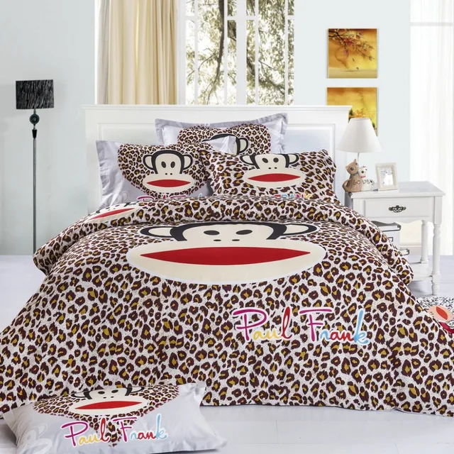 Fast Shipping 100 cotton kids Bape leopard bedding set cartoon queen