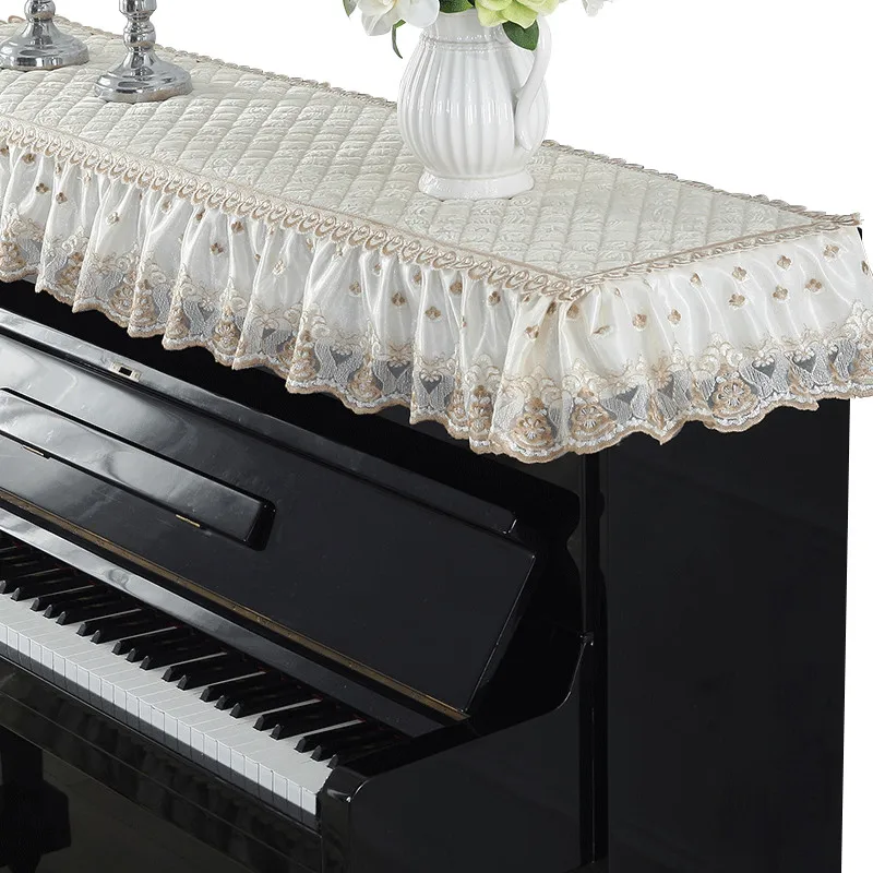 

Luxury Elegant Piano Covers Keyboard Towel All Match Dust Cover Noble Suede Lace Half Cover Home Durable Dustcloth Yellow Blue