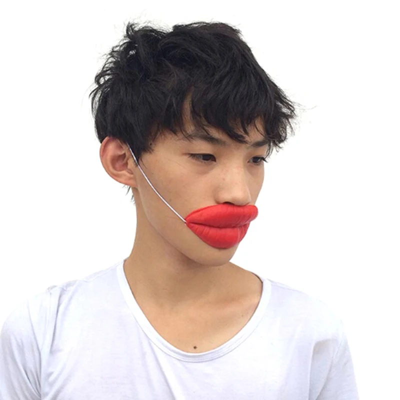 Halloween Funny Jokes Sausage Thick Big Mouth Mask Cosplay Masquerade