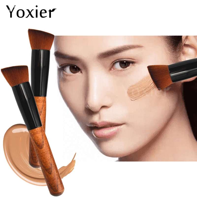 High Quality Makeup Brushes Oblique Head Foundation Brush Professional Single Makeup Brush Blending/Contour/Cheek Blusher 1PCS