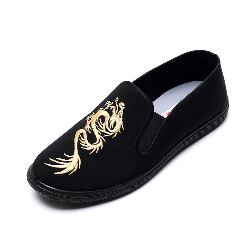 XQ Retro Embroidery Chinese Dragon Black Men Shoes XQ Retro Embroidery Chinese Dragon Black Men Shoes