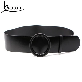 

2018 New Street Punk Rock Harness Leather Belt Rave Round Buckle Dress Waistband Wide Belts Top quality strap woman jeans belt