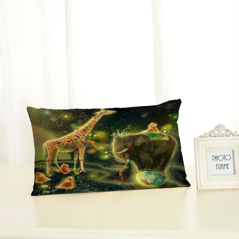 

Personalized Cartoon Animals Cushion Covers Fashion Creativity Home decoration 30x50 Decorative Beige Linen Pillow Case