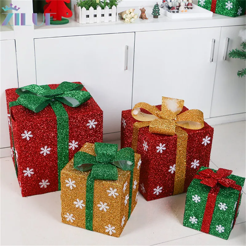 

Zilue 1pcs/Lot Christmas Gift Box Christmas Supplies Mall Window Scene Family Decorations Snowflake Gift Box For Children's Gift
