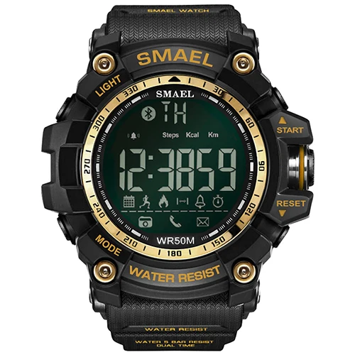 Новинка, стильные часы Smael, брендовые черные спортивные 50 мватерпроор, большие мужские наручные часы, светодиодный, цифровые часы, мужские силиконовые часы 1617B - Цвет: Golden