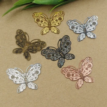 

20pcs--35x27mm butterfly filigree wire charms for diy jewelry materials---silver/white k/gun black/ gold/bronze option