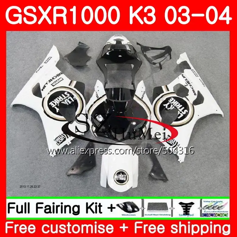 

Body For SUZUKI GSX-R1000 GSXR 1000 03 04 Bodywork 36SH18 Lucky Strike GSXR-1000 GSXR1000 03 04 K3 GSX R1000 2003 2004 Fairing