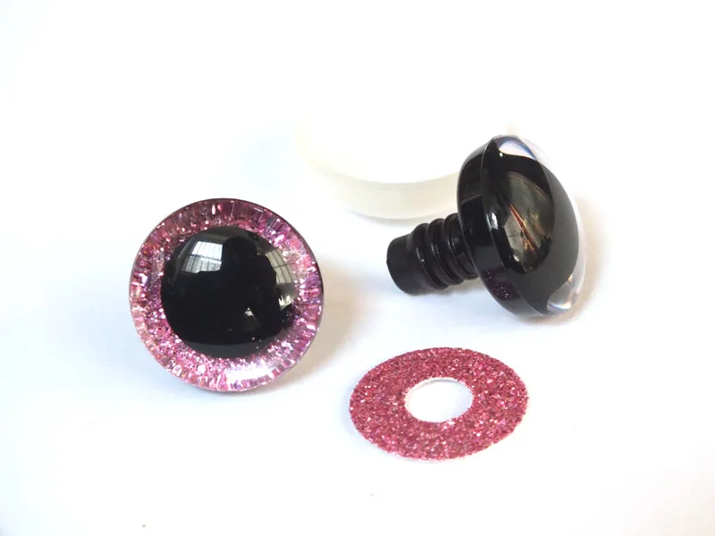 20pcs 12mm/14mm/16mm/20mm/25mm clear trapezoid plastic safety toy eyes + glitter Nonwovens -Can choose size and color 14