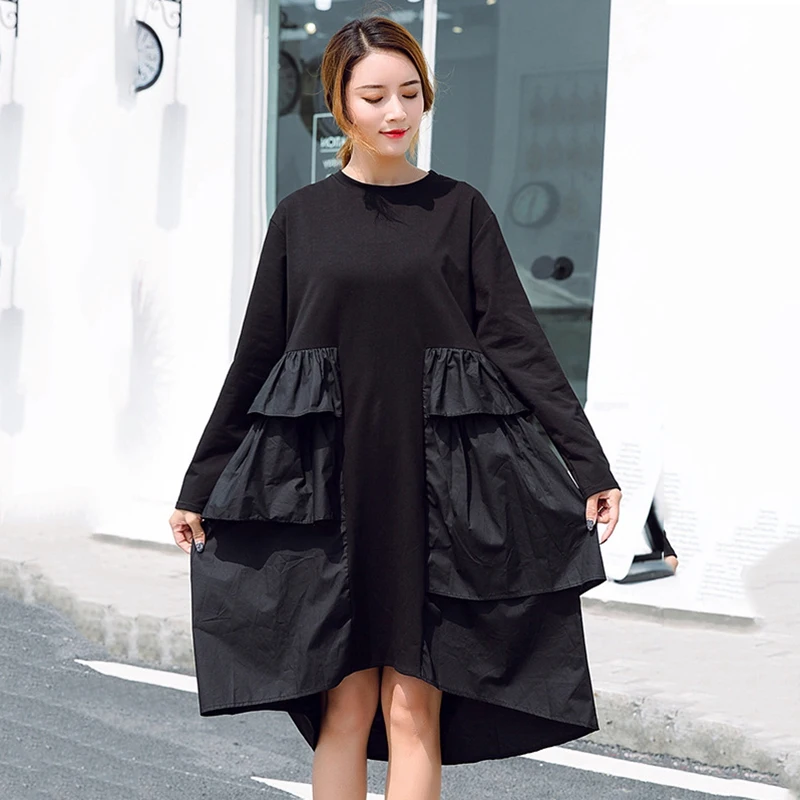 Женское длинное платье с асимметричным подолом повседневное однотонное