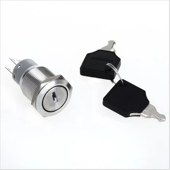 

5A 250VAC 19mm 3 position stainless steel 1no1nc key maintained metal switch