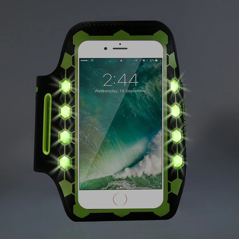 Floveme 5.5 بوصة العالمي led ضوء الشارة حالة آيفون 6 6 ثانية 7 8 زائد luminious تشغيل الذراع الفرقة الرياضة براسار الهاتف الحقيبة