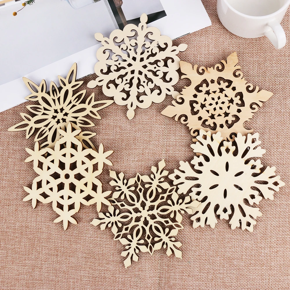 

1/2PCS Christmas Wooden Carved Mug Pads Holder Coffee Tea Drinks Cup Mat Snowflake Ornaments Home Table Decoration