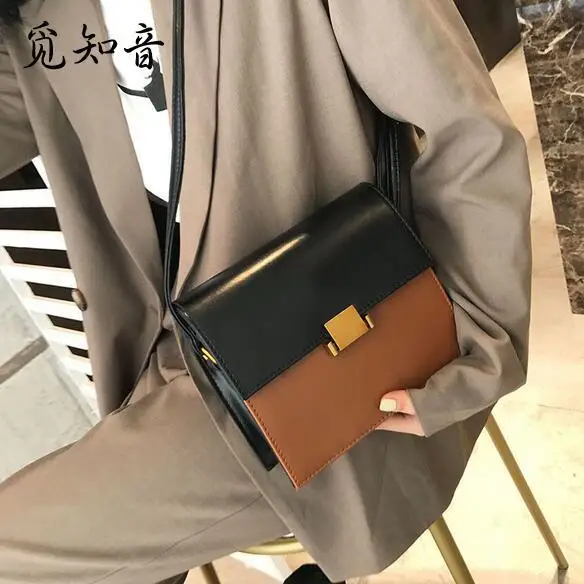 

Fashion Handbags High-quality Pu Leather Women Bag Hit Color Wild Square Small Bag Retro Casual Shoulder Bags Messenger Bag
