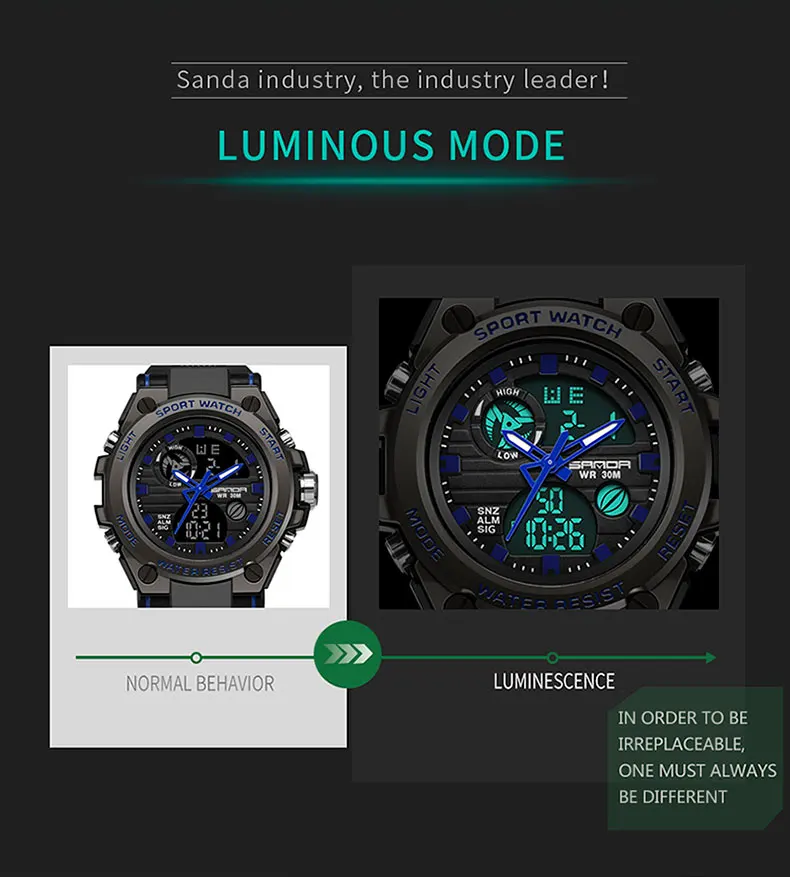 SANDA Новые G стильные спортивные мужские часы военные кварцевые часы мужские водонепроницаемые S вибрирующие цифровые часы Relogio Masculino