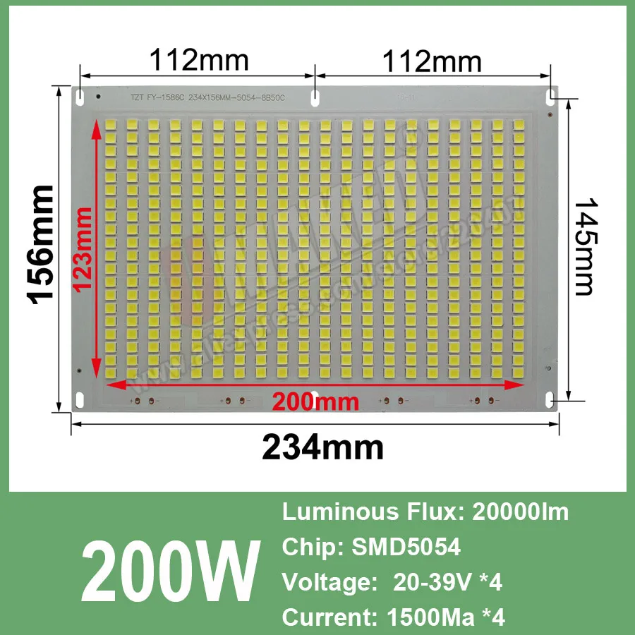 Полная мощность 200 Вт источник прожектора, яркость 20000lm светодиодный прожектор PCB, алюминиевая пластина для наружного освещения - Испускаемый цвет: 200W