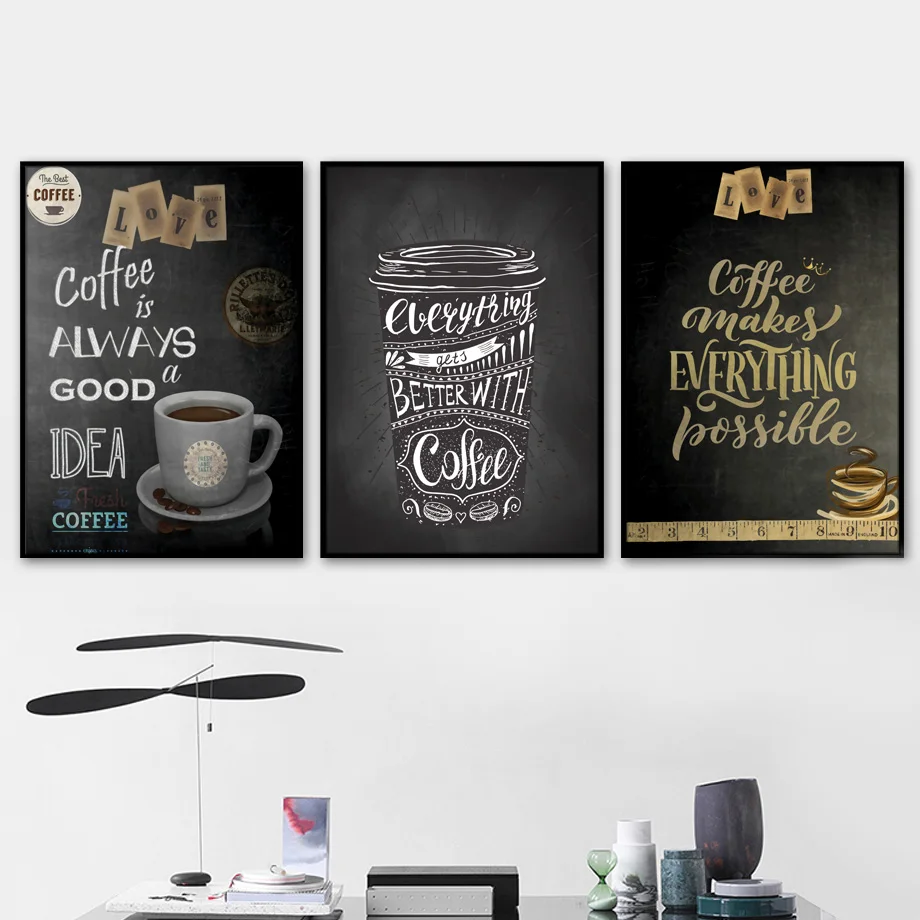Coffee Beer Wall Art Canvas Painting Landscape Nordic Posters And Prints Black White Wall Pictures For Living Room Bar Decor