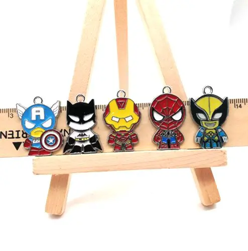 

Hot Sale 100 pcs Cartoon Avengers Super hero spiderman batman Charm Pendants DIY Jewelry Making Accessories For Best Gift k-6