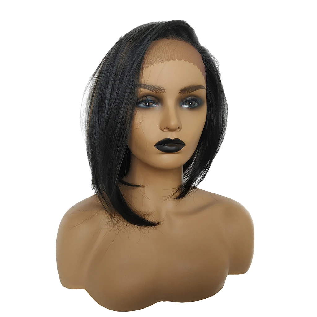 

Lace Front Wig, Short Straight Full Wigs Realistic Synthetic Hair Replacement Bob Wig for Women
