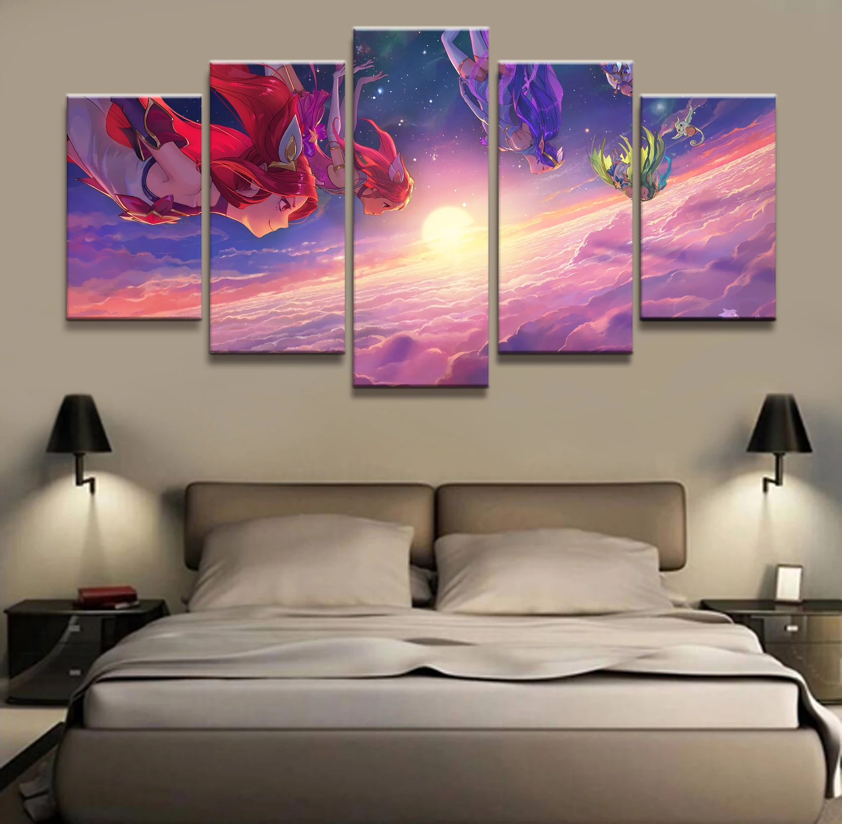 

5 Panel LOL League of Legends Miss Fortune Game Canvas Printed Painting For Living Wall Art Decor HD Picture Artworks Poster