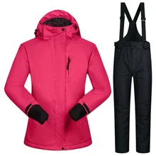 Супер теплый лыжный костюм для женщин, зимний ветрозащитный женский лыжный костюм с курткой и брюками, водонепроницаемый женский лыжный комплект 10 K, Женская лыжная одежда