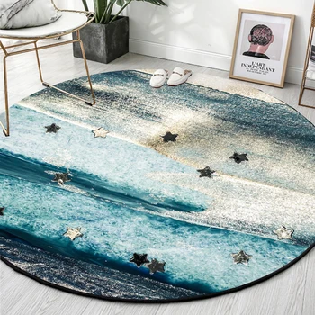 

Nordic Chair Kitchen Bathroom mat Modern round carpet blue-green kid's room living room table bedroom bedside area rug computer