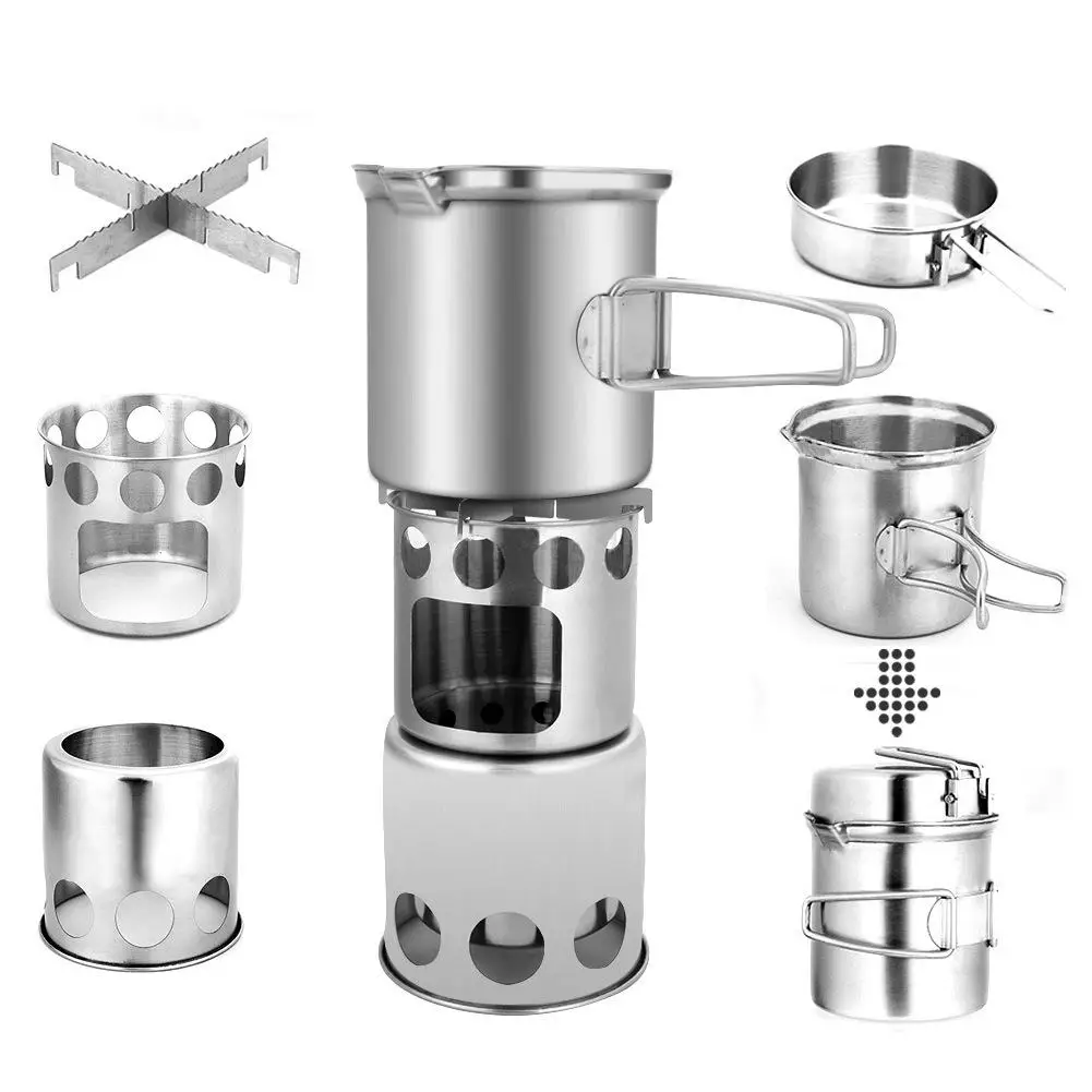 Outdoor Camping Wood Stove Pot Set Hiking Travel Firewood | Спорт и развлечения