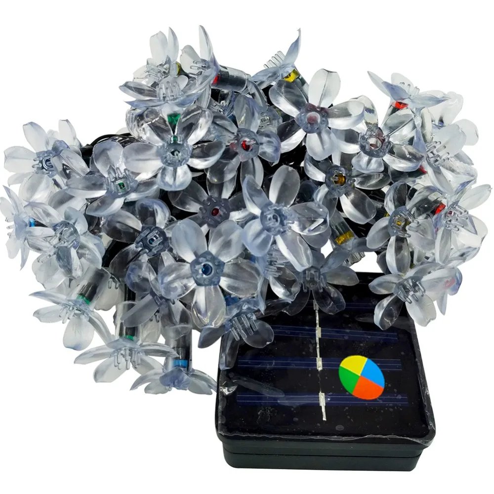 60-100leds  Novelty Decor. Multicolor Solar LED String Lights Outdoor Garden Rose Cherry Lotus Animal Wedding Decoration Lightings (2)