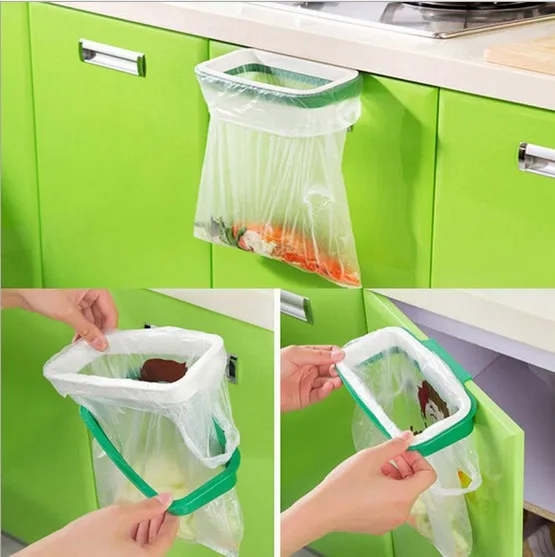 Special Offers 1PC Cupboard Door Back Trash Rack Storage Garbage Bag Holder Hanging Kitchen Cabinet Hanging Trash Rack OK 0260