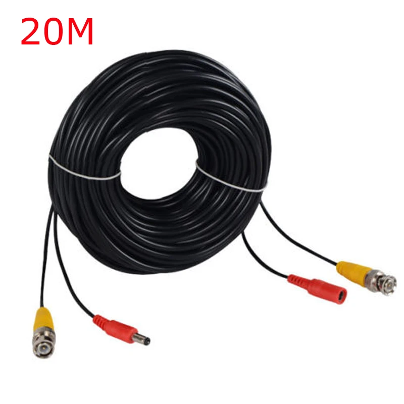 

20M BNC Video Male DC Power Jack M/F RCA Audio CCTV Camera Extension Cable For CCTV Camera Security Surveillance