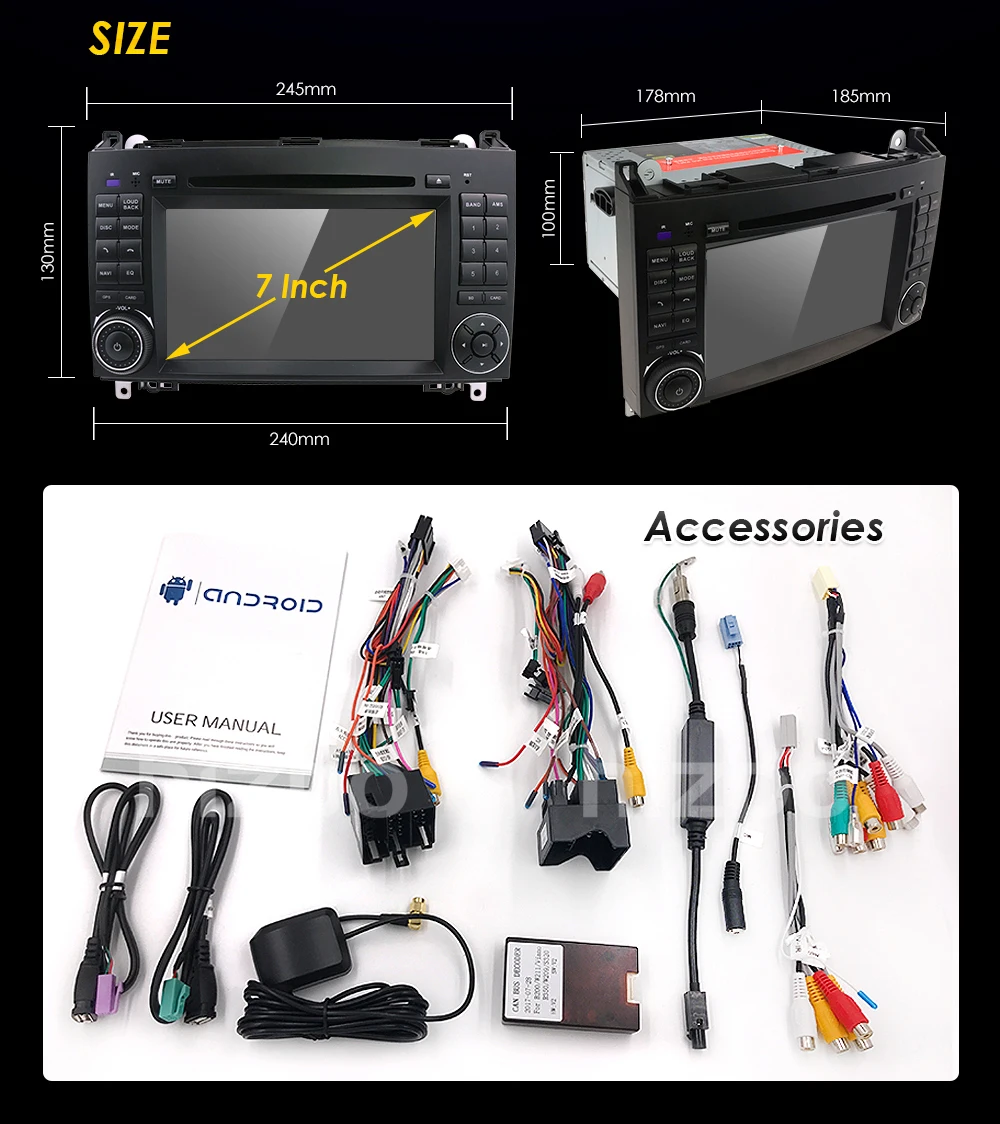 Excellent OCTA core Android 8.0 4G RAM Car DVD Player For Benz Sprinter W169 W245 W906 Viano Vito W639 B200 Wifi DVR RDS Mirror link OBD2 5