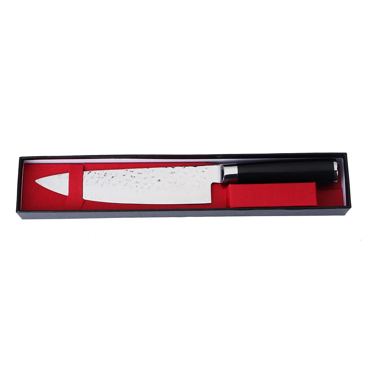 

Damascus Hammer Pattern Stainless Steel Black Handle Ultra Sharp Easy Cutting Kitchen Chef Knife KF-21 330mm x 45mm