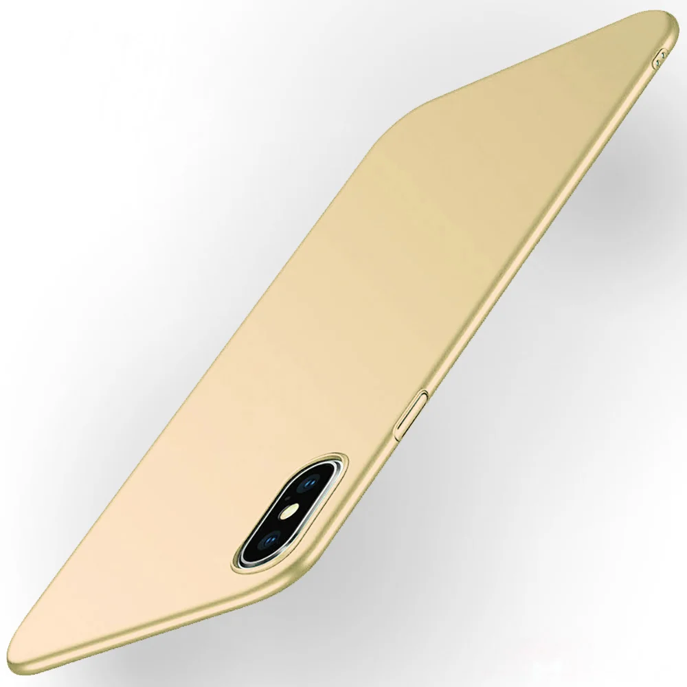 Ультратонкий чехол для iPhone X XS 11 Pro Max XR, тонкий матовый чехол 360, полный ПК, жесткие чехлы для iPhone 11 X XS чехол - Цвет: Gold