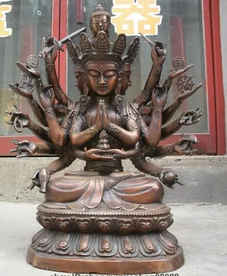 

Tibet Copper Bronze 1000 Hands Arm Guan Yin Avalokiteshvara Buddha Statue
