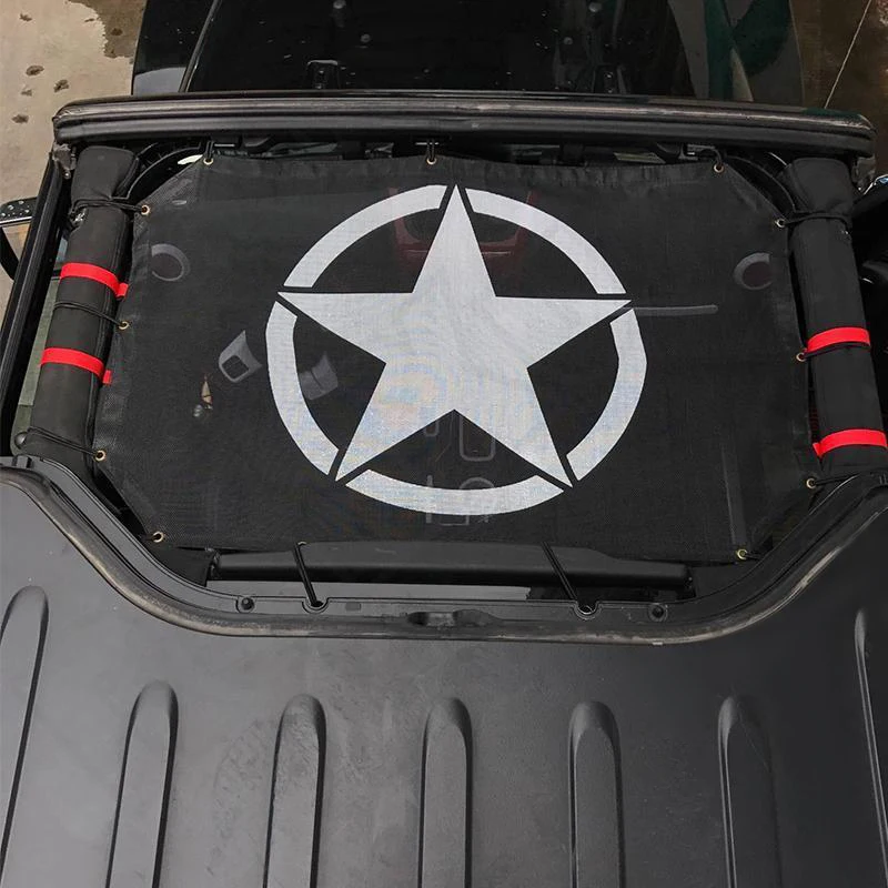 JXLCLYL Black Sunshade Mesh Top Cover For 2007-2017 Jeep Wrangler JK JKU 2-4Door