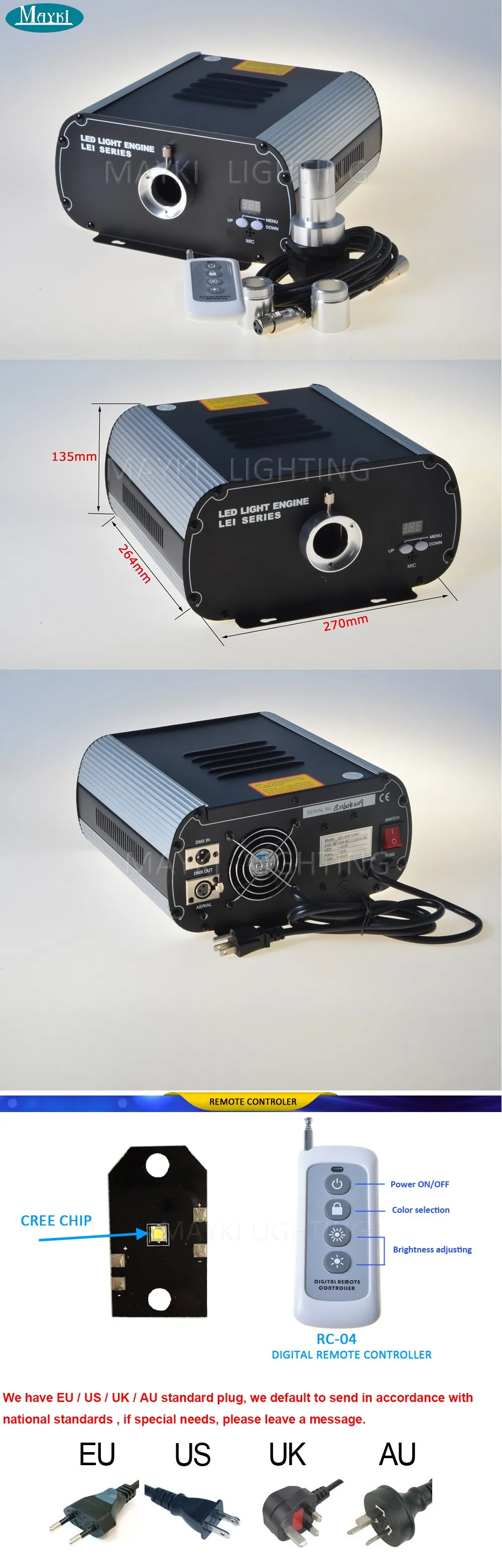 Powerful Cree chip 40W white LED fiber optic illuminator with twinkle effect and wireless remote controller