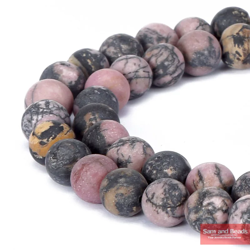 

Natural Stone Dull Polish Matte Black Lace Rhodonite Beads 15" Strand 4-12 MM Pick Size For Necklace Bracelet Making MBLR01