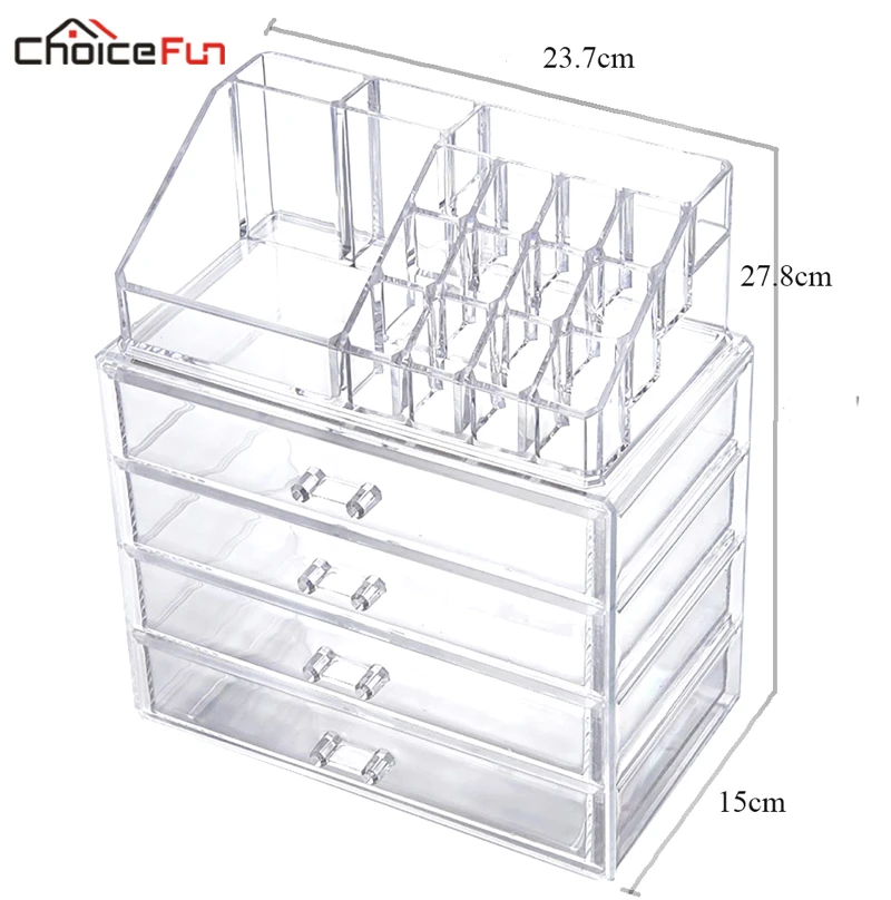 Выбор Забавный Прозрачный большой ящик для хранения косметики с 4 ящиками, органайзер для косметики из акрила