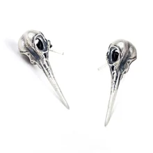 Серьги-гвоздики Regalrock в богемном стиле с длинным клювом и черепом колибри