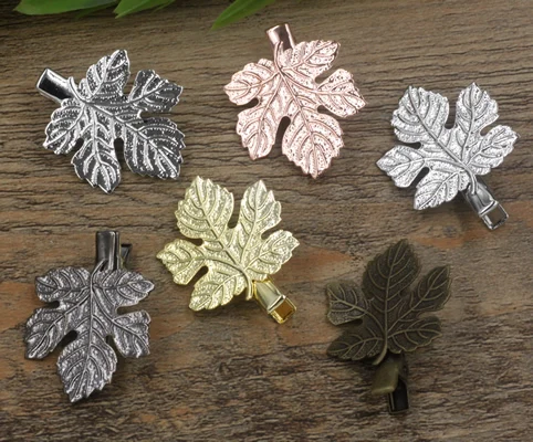 

32mm Flower Barrettes Hair Bobby Pin clip with Claw Tray,Bronze/Gold/Silver/Black Hairpin DIY Jewelry Accessories 50pcs