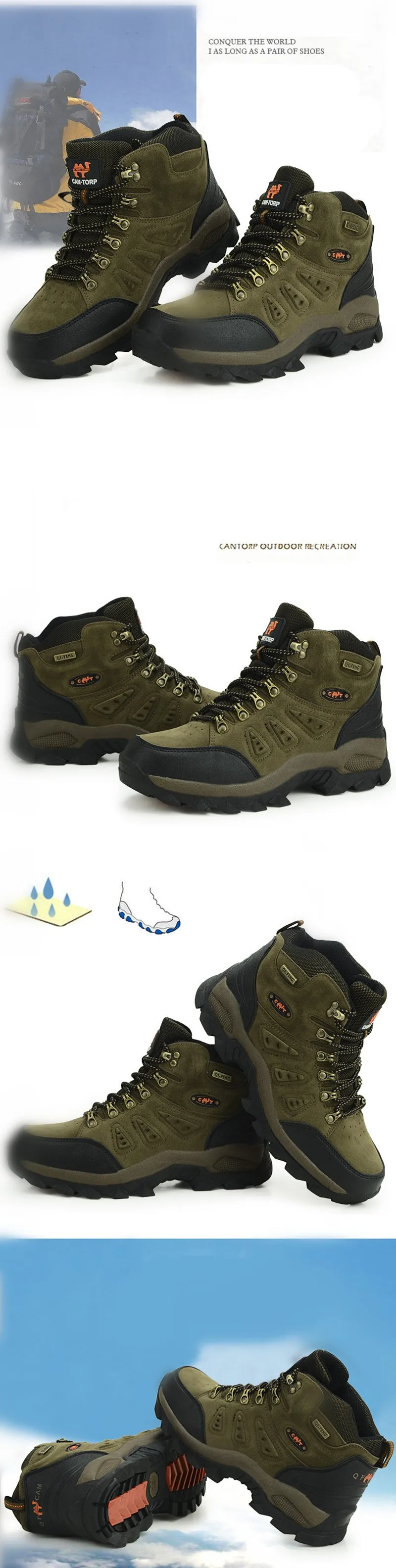 Размеры 36-44; Мужская и женская походная обувь; спортивная водонепроницаемая кожаная Уличная обувь; ботинки для альпинизма; мужские сапоги; HW65