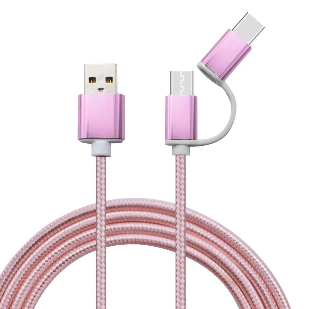 Reebeen 2 in1 الهاتف المحمول كابل بيانات ل فون المصغّر usb نوع C كابل الشاحن ل Xiaomi هواوي سامسونج سريع كابل شحن 1 m