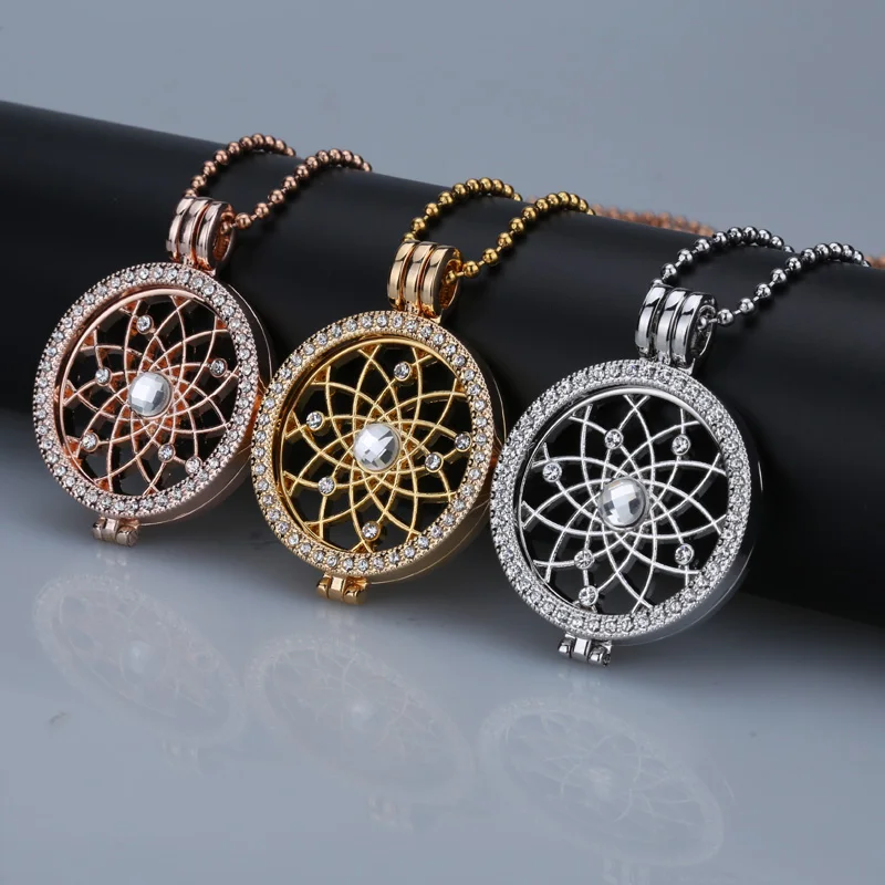 

New sale rose gold interchangeable necklace Pendant 35mm coin hloder mix fit my 33mm coins crystal disc for frame women gift