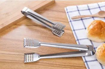 

1PC BBQ Tongs Stainless Steel Handle Kitchen Tongs Lock Design Barbecue Clip Clamp Stainless steel Food Tongs NX 031