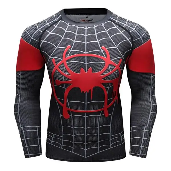 Spiderman T shirts Men Compression T shirts Fitness Spider Man T shirts