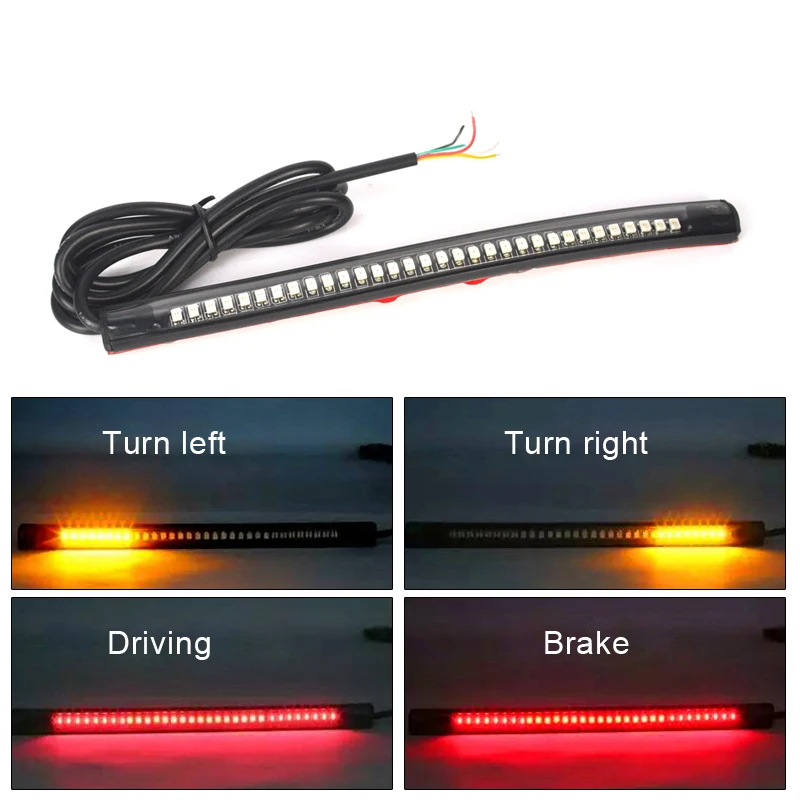 Led Tail Light Strip Universal Flexible 32 LEDs Light Strip Motorcycle Tail Brake Light LED